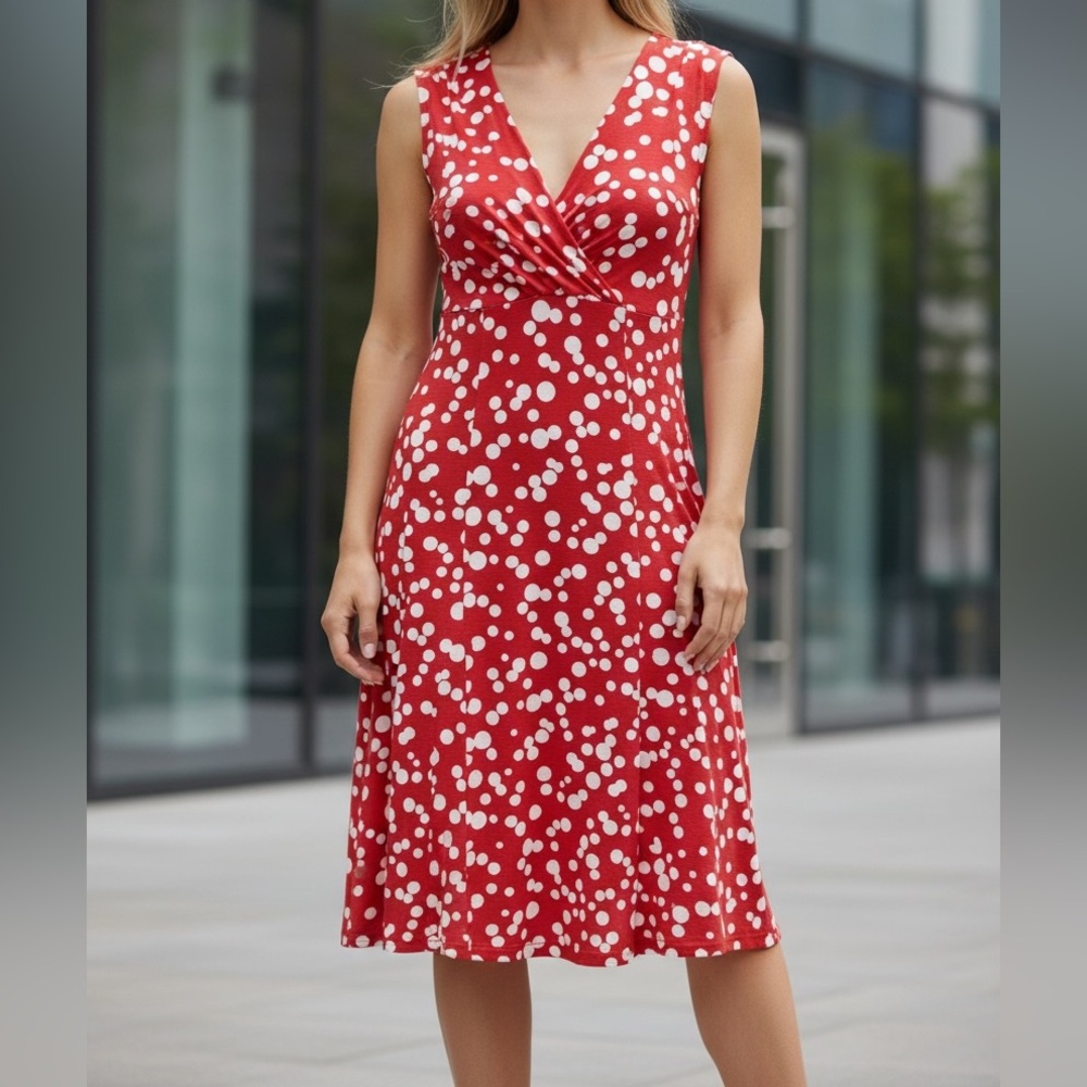 Glamour Vintage Red White Polka Dot Pin-Up Midi Dress